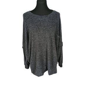 Zenana 5x Charcoal Gray Long Sleeve Oversized Sweater Top W/ Pocket Detail & Flo